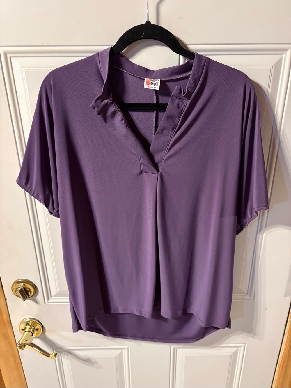Zig Zag Stripe in Regular  Purple Split V-Neck Top - Unbranded
